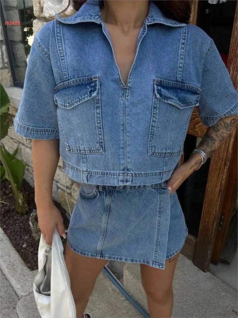 Summer Quilt - Women's 2 Piece Denim Outfits y2k