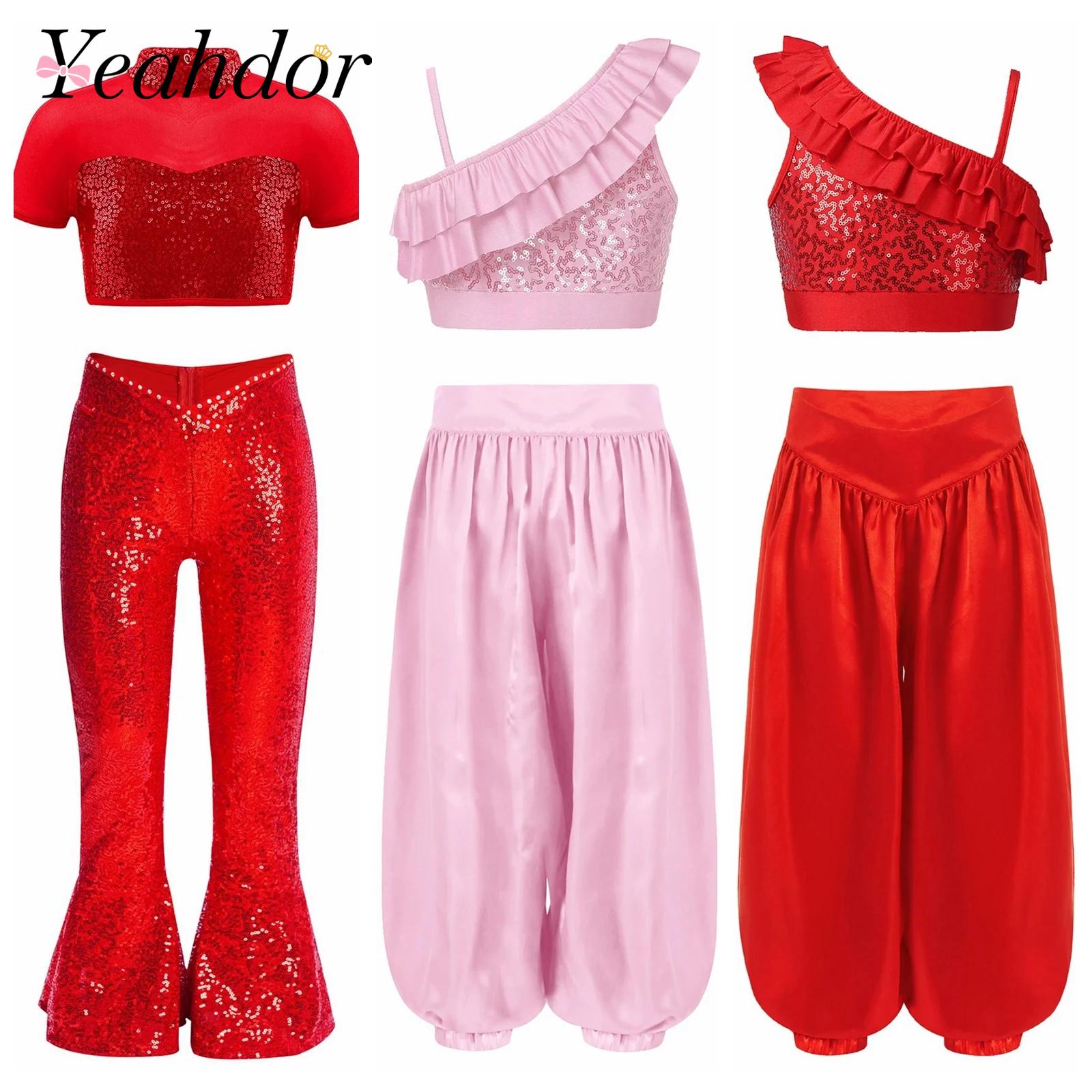 Yours Summer Clothing - Children Shiny Sequins Dance Clothes Girls