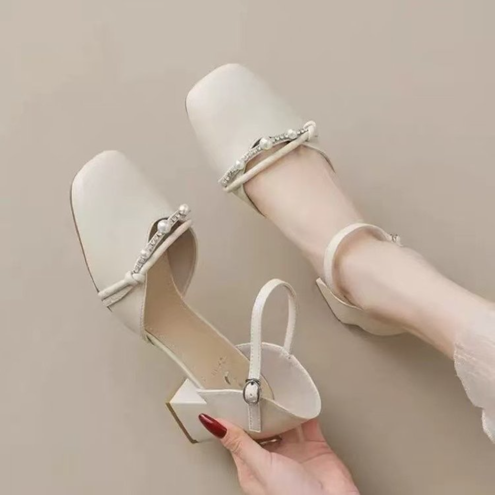 Summer Clothing Office - Elegant Pearl & Rhinestone Mary Jane