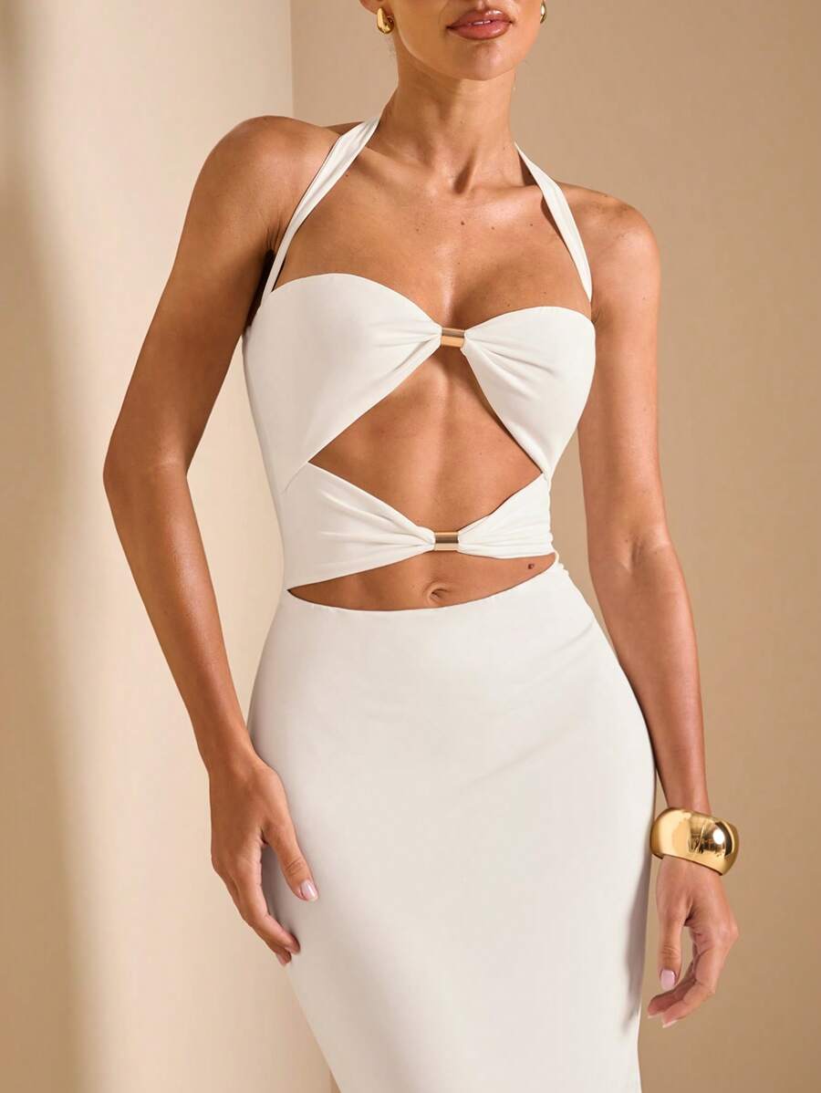 White Cut Out Halter Neck Fitt - Halter Neck Top recensie en prijs