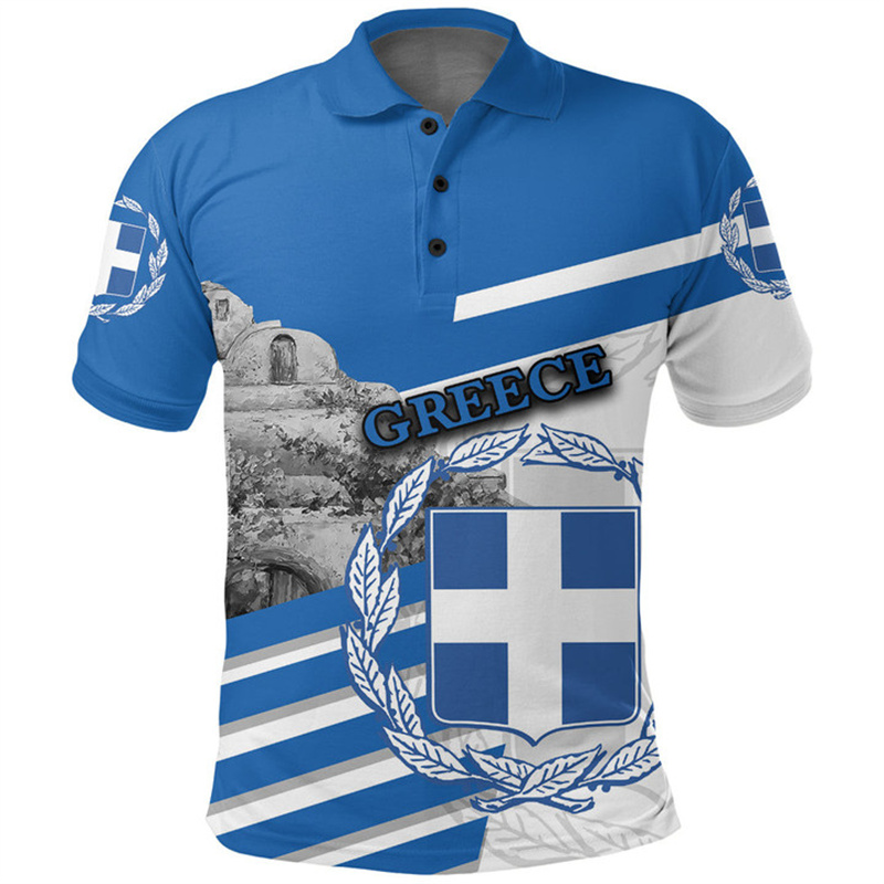 Greece Flag Map 3D Print Polo  - Summer Clothing For Greece recensie en prijs