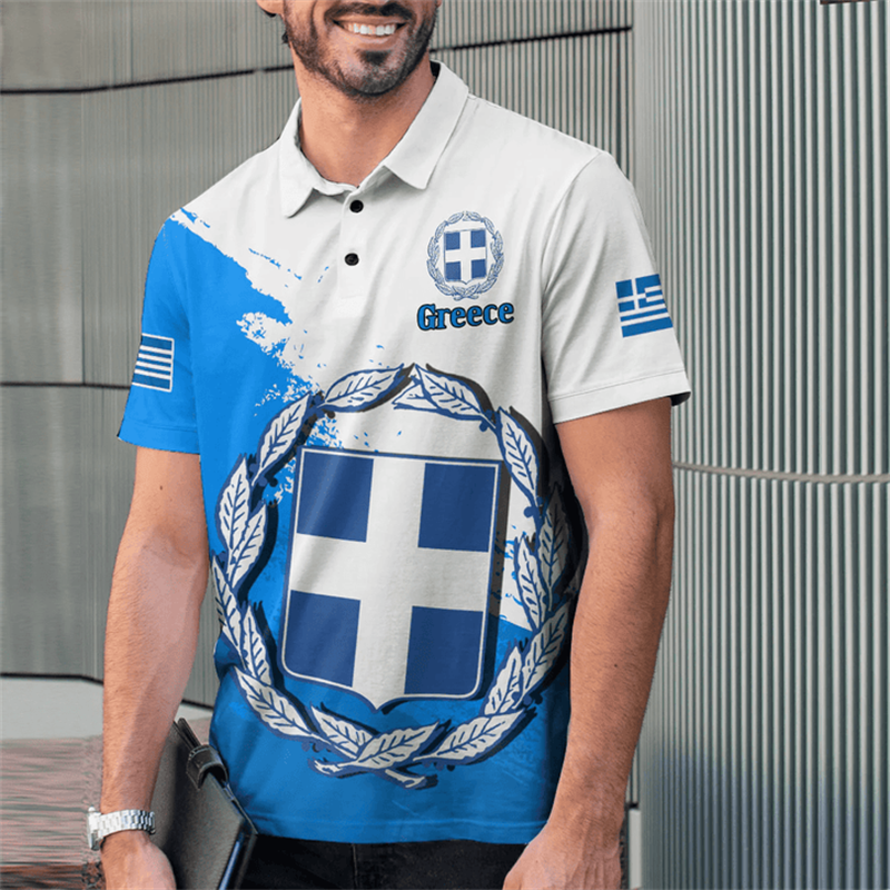 Greece Flag Map 3D Print Polo  - Summer Clothing For Greece recensie en prijs