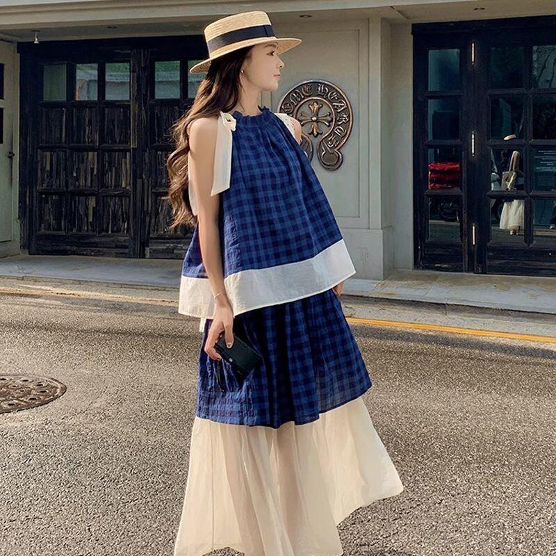 Women's Blue Plaid Two Piece S - Halter Neck Top recensie en prijs