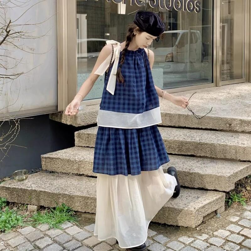 Women's Blue Plaid Two Piece S - Halter Neck Top recensie en prijs