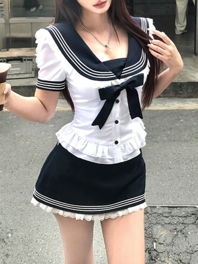 College Style Bow Sweet Two Pi - Summer Japanese Clothing recensie en prijs