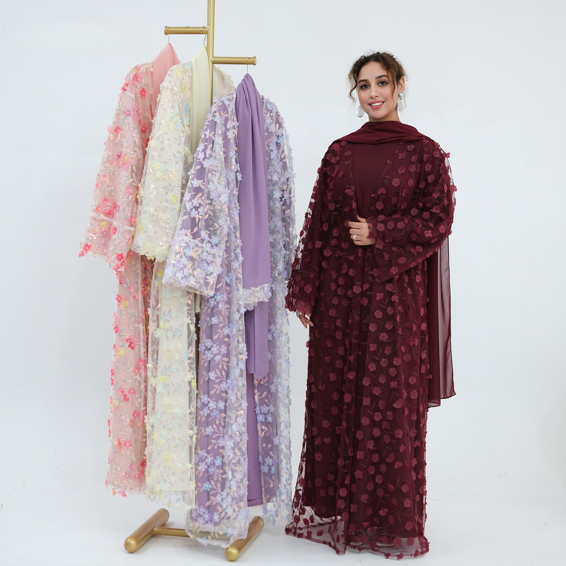 2026 Luxury Abaya EID 3D Flora - Summer Clothing Hijab recensie en prijs