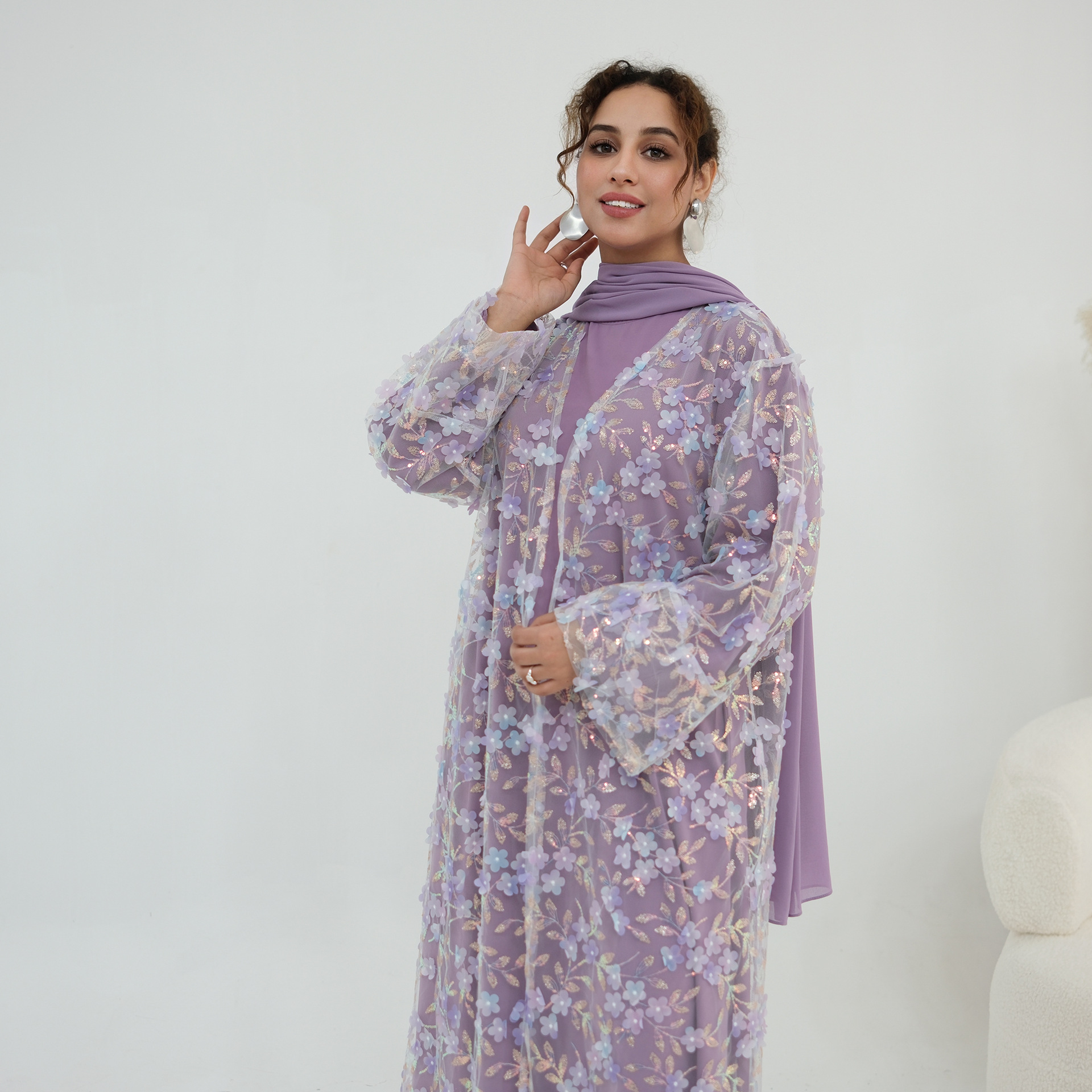 2026 Luxury Abaya EID 3D Flora - Summer Clothing Hijab recensie en prijs
