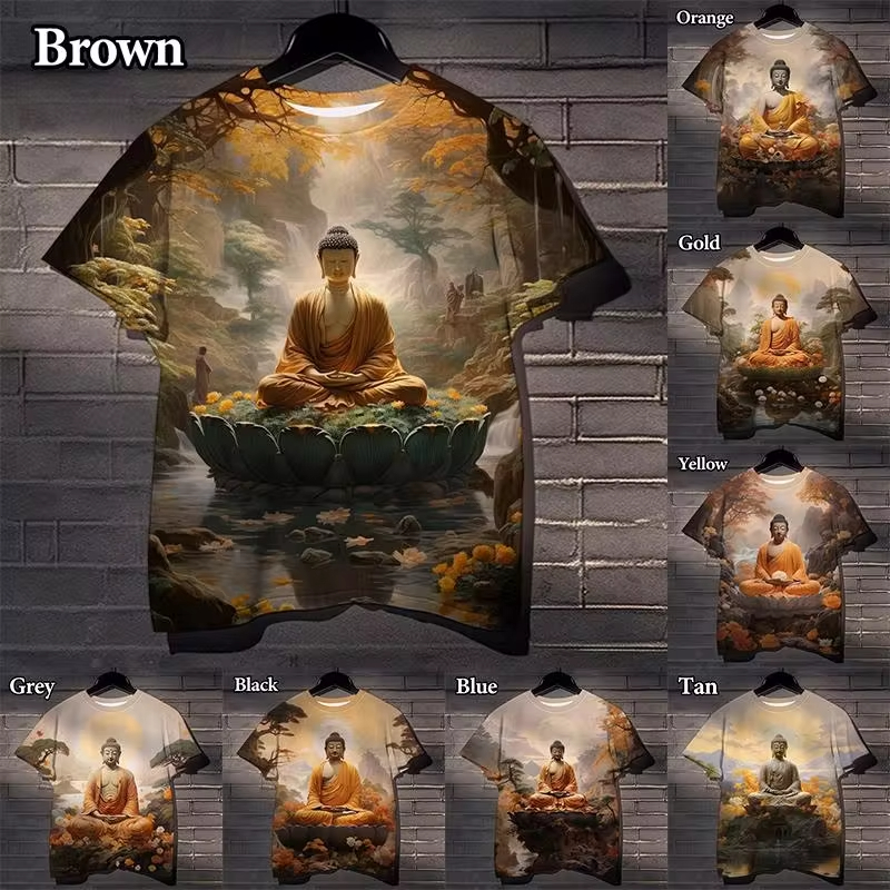 Harajuku 3D Print Buddha Sakya - Summer Clothing India recensie en prijs