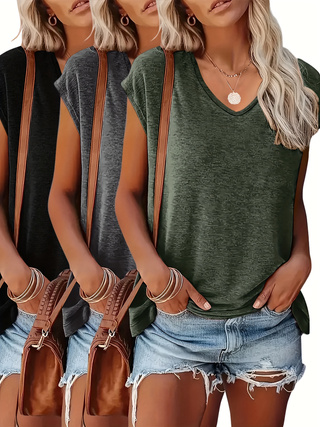 3-Pack of Solid Color V-Neck C - Summer Clothing Drop recensie en prijs