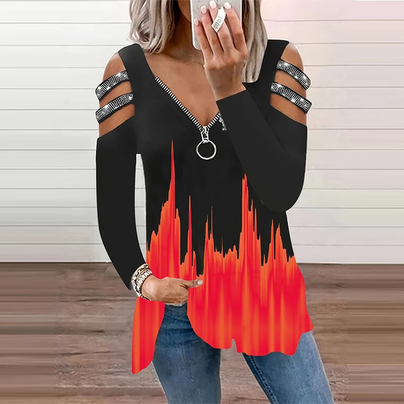 Gradient Color Zipper V Neck T - Summer Clothing Drop recensie en prijs