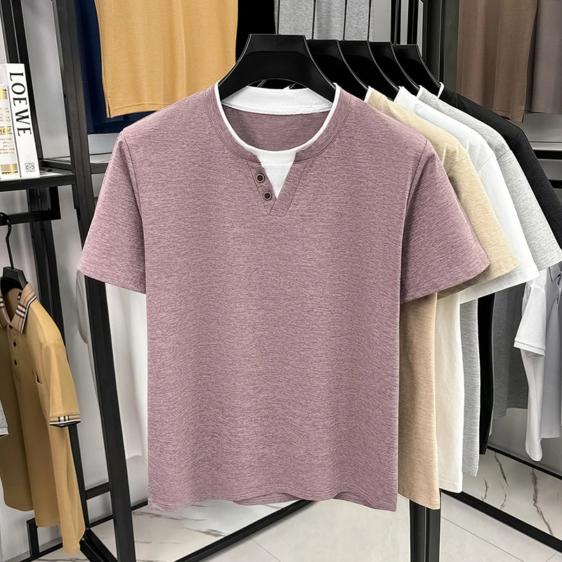 Men's Minimalist Henley Neck T - Summer Clothing Fabric recensie en prijs