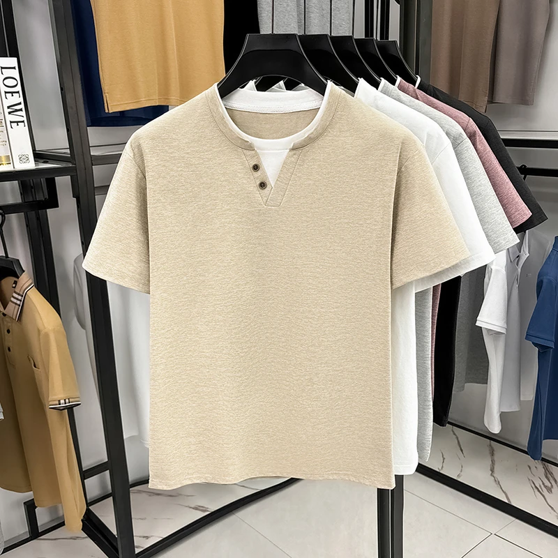 Men's Minimalist Henley Neck T - Summer Clothing Fabric recensie en prijs