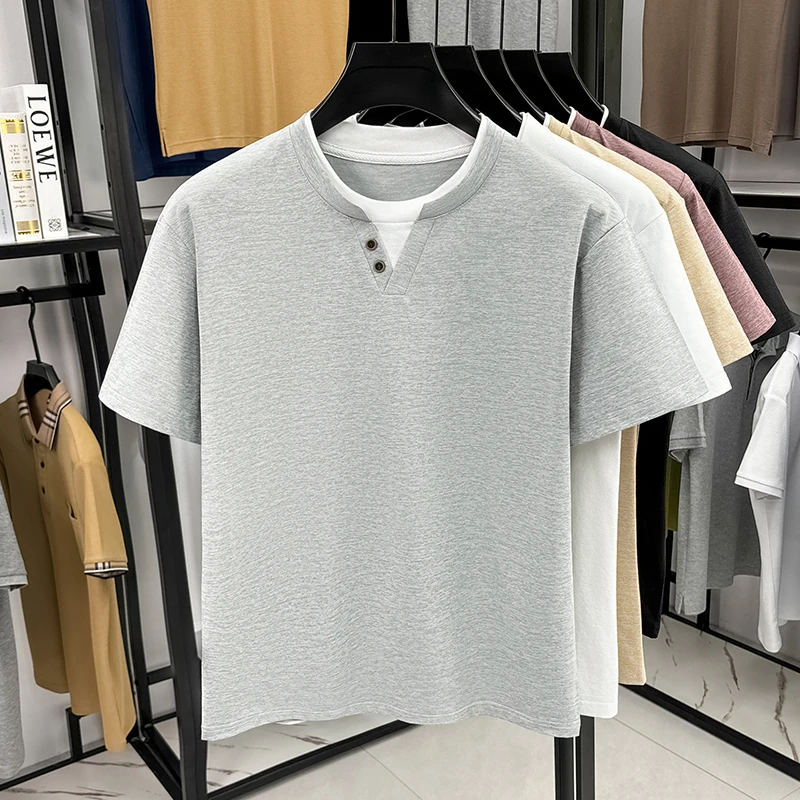 Men's Minimalist Henley Neck T - Summer Clothing Fabric recensie en prijs