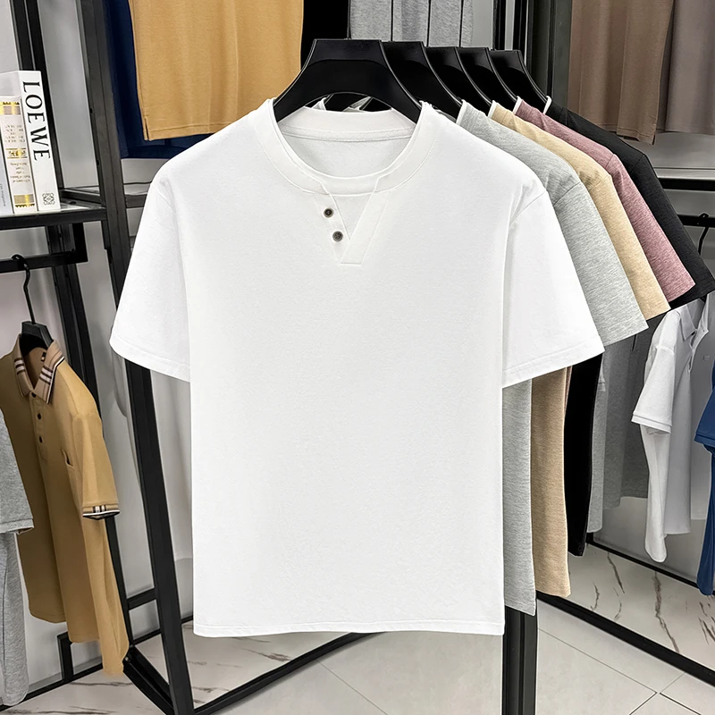 Men's Minimalist Henley Neck T - Summer Clothing Fabric recensie en prijs