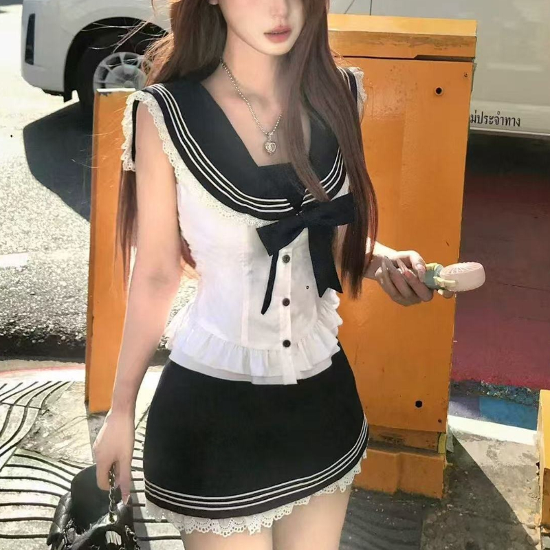 College Style Bow Sweet 2 Piec - Summer Japanese Clothing recensie en prijs