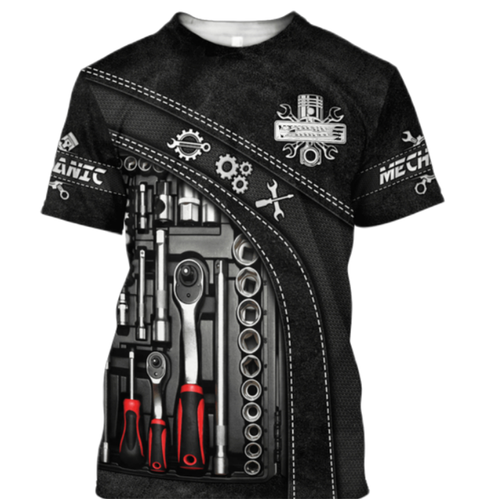 Vintage T-Shirt Mechanic 3D Pr - Summer Clothing Name recensie en prijs