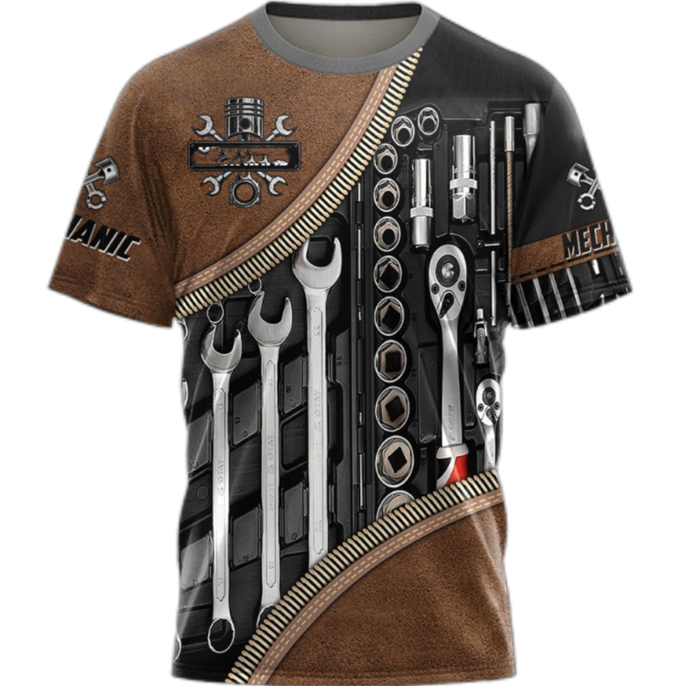 Vintage T-Shirt Mechanic 3D Pr - Summer Clothing Name recensie en prijs