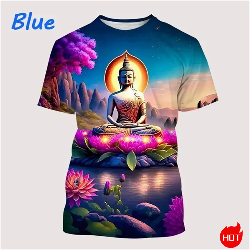 Harajuku 3D Print Buddha Shaky - Summer Clothing India recensie en prijs