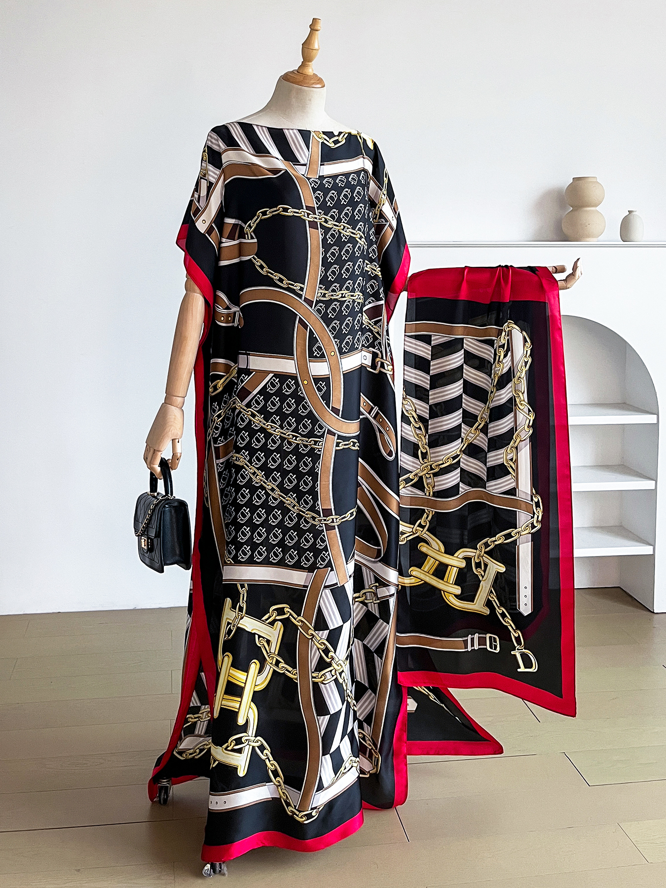 Popular Chain Print Boat Neck  - Summer Clothing Hijab recensie en prijs