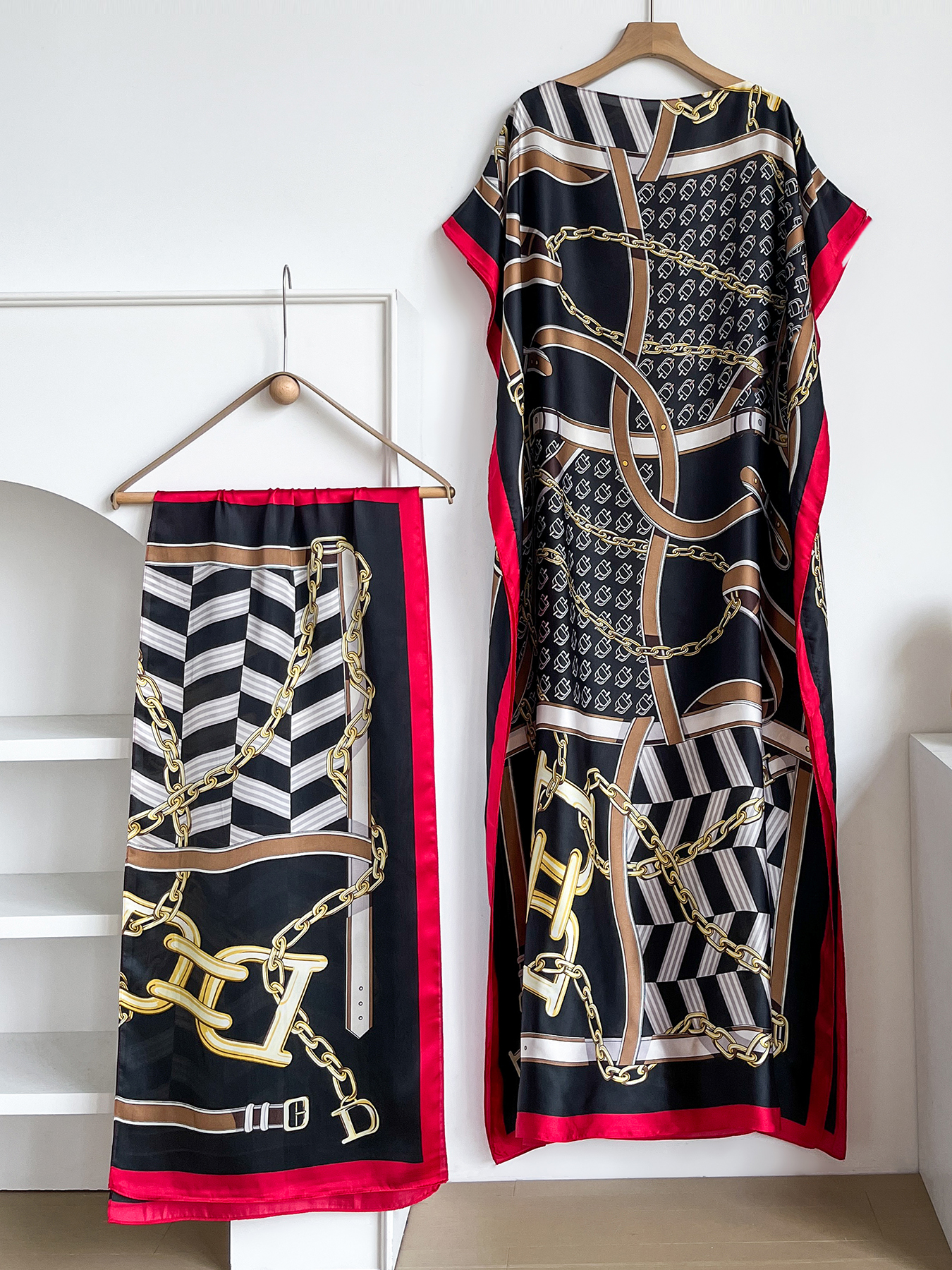 Popular Chain Print Boat Neck  - Summer Clothing Hijab recensie en prijs