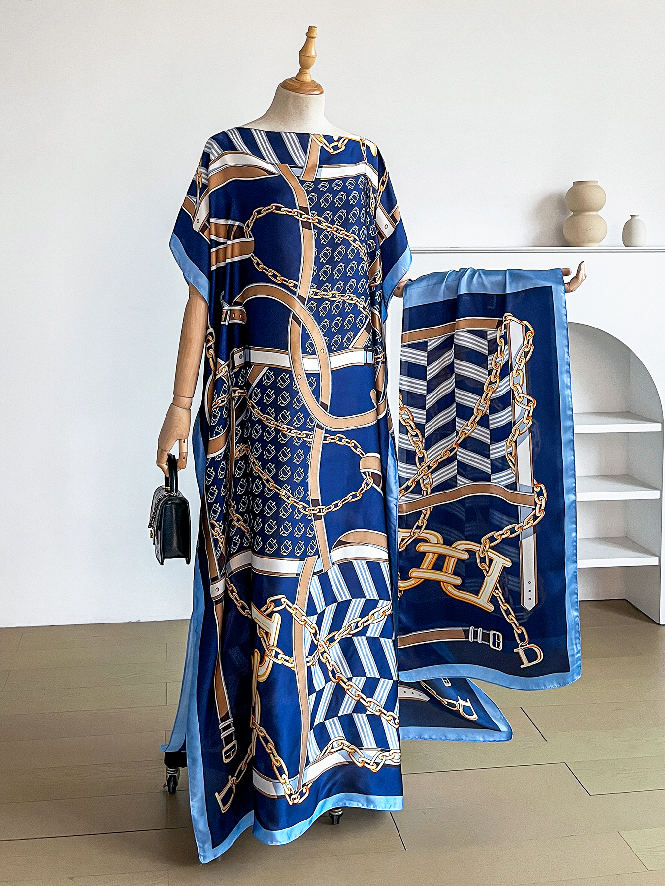 Popular Chain Print Boat Neck  - Summer Clothing Hijab recensie en prijs
