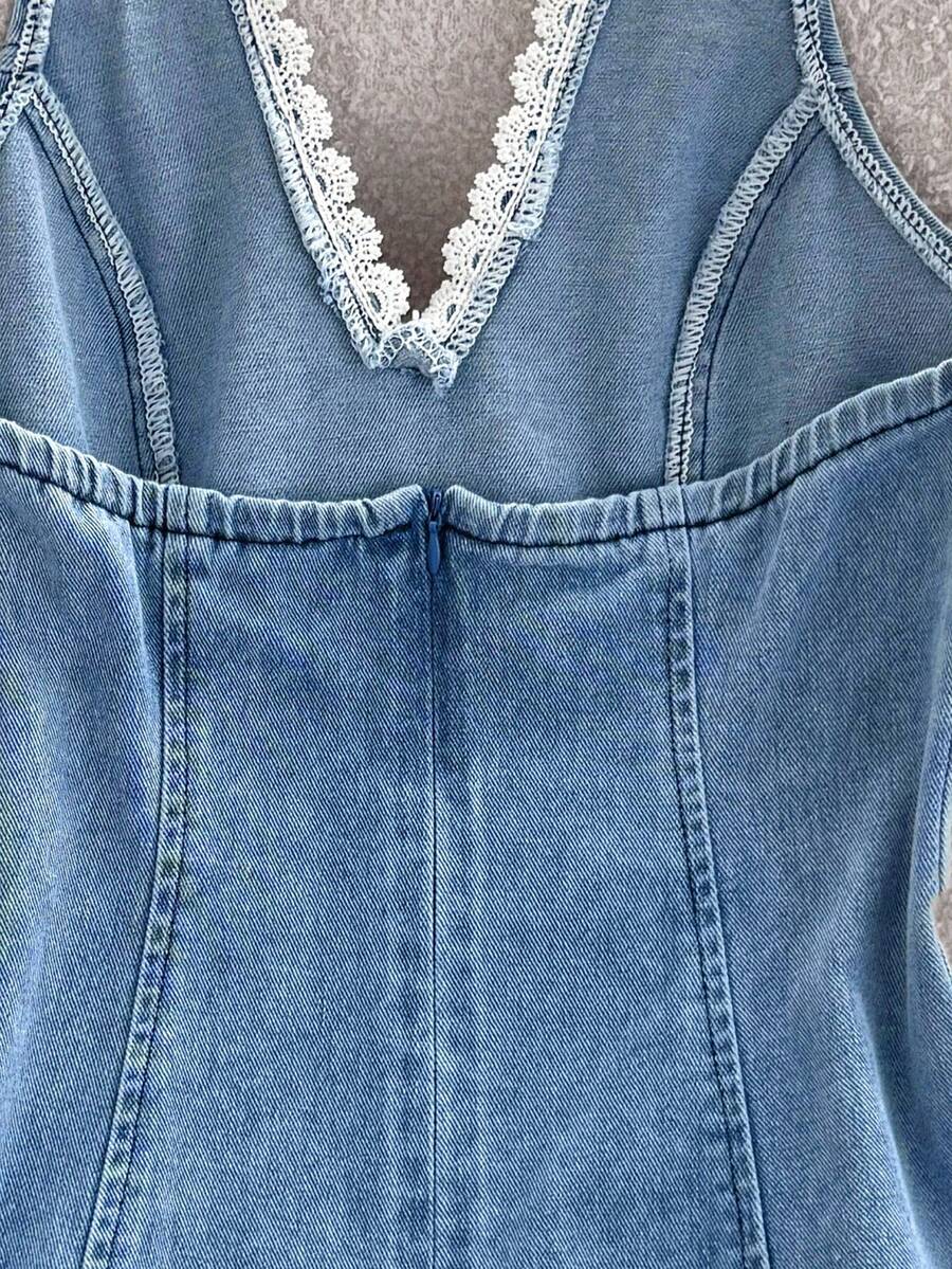 Womens Halter Neck Denim Mini  - Halter Neck Top recensie en prijs