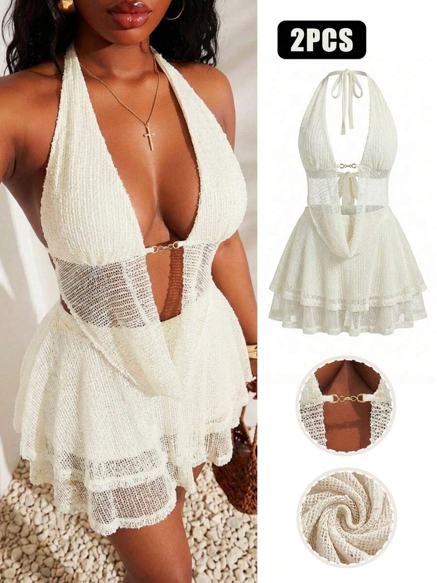 White Knitted Two-Piece Set Ha - Halter Neck Top recensie en prijs
