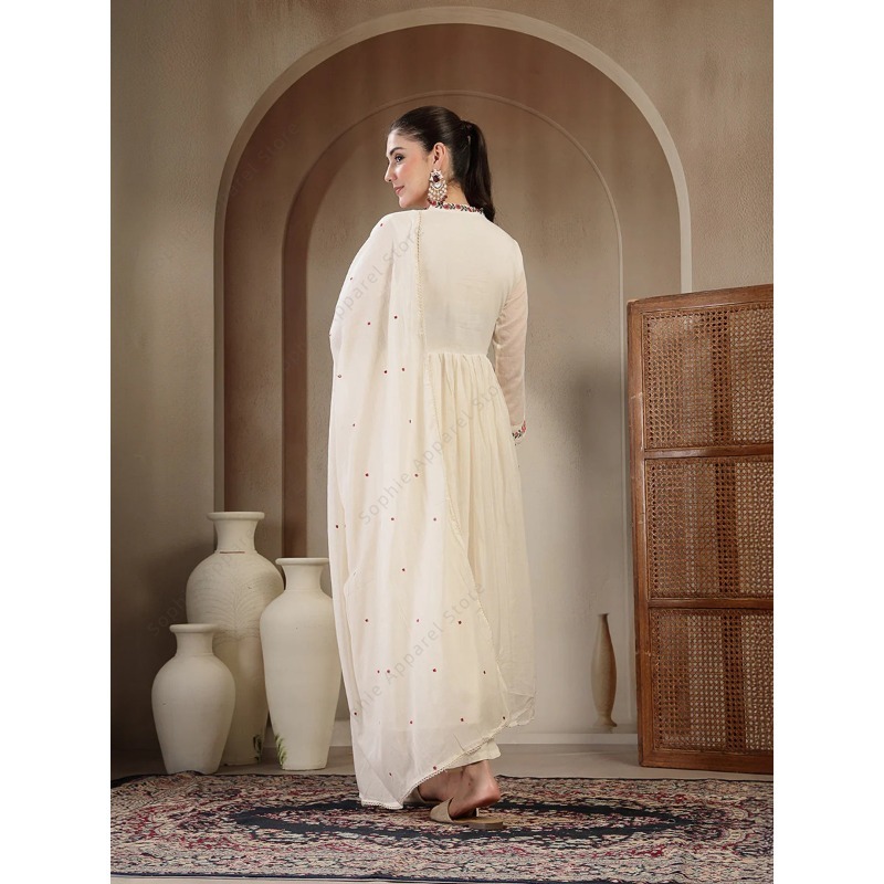 White Cotton Anarkali Kurti Se - Summer Clothing India recensie en prijs