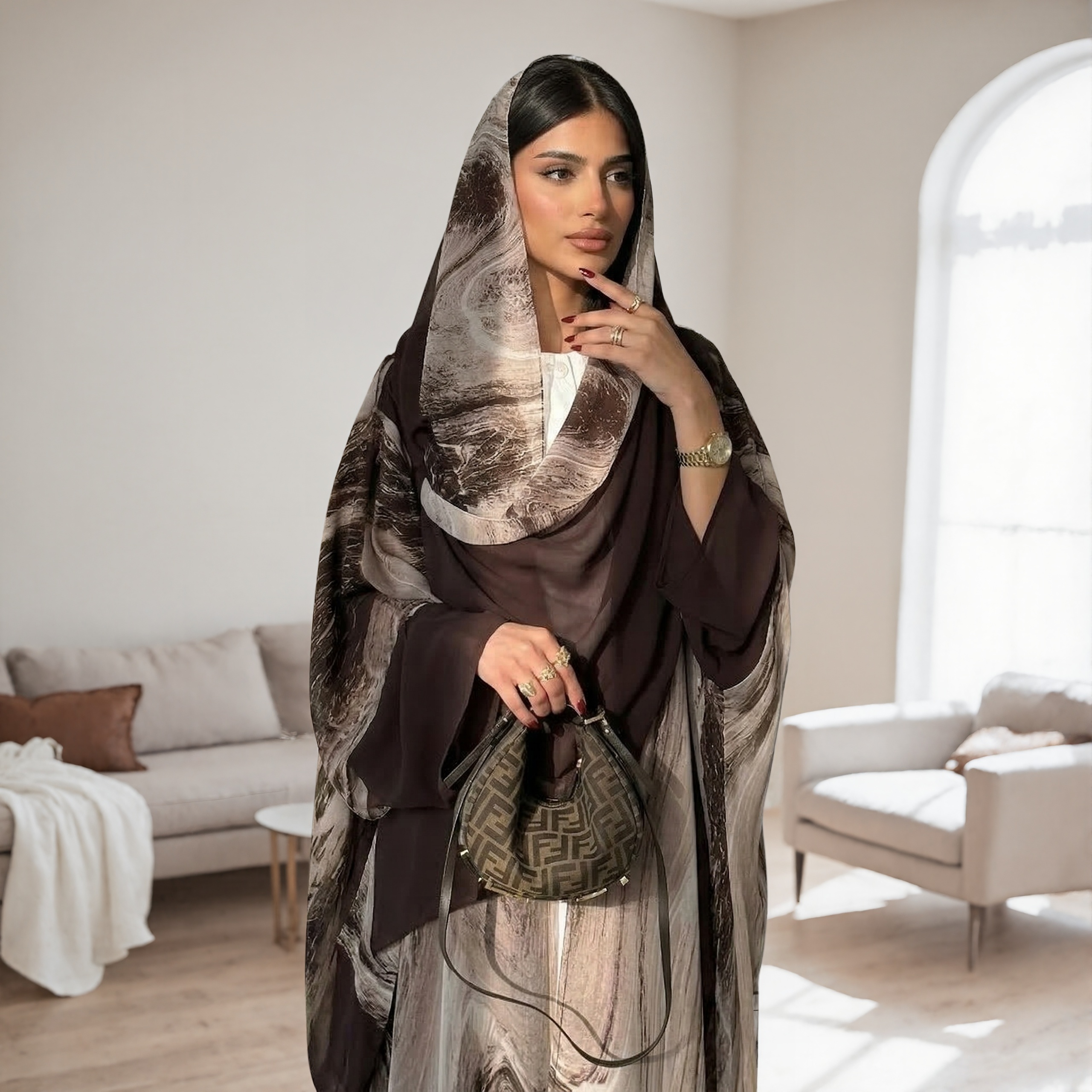 Abaya Chiffon Print 2pcs Set | - Summer Clothing Hijab recensie en prijs
