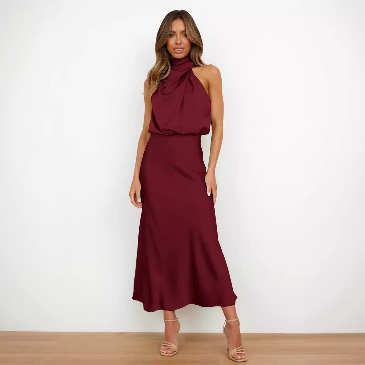 Satin Dress Sleeveless Halter  - Halter Neck Top recensie en prijs