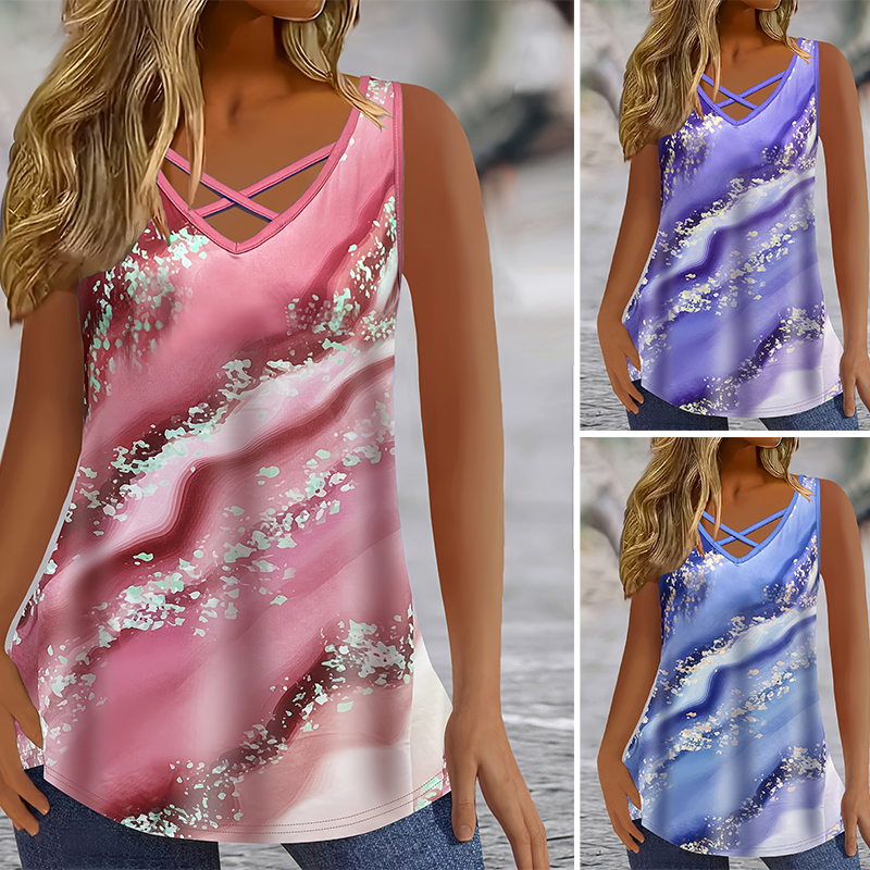 Plus Size Marble Print Tank To - Halter Neck Top recensie en prijs