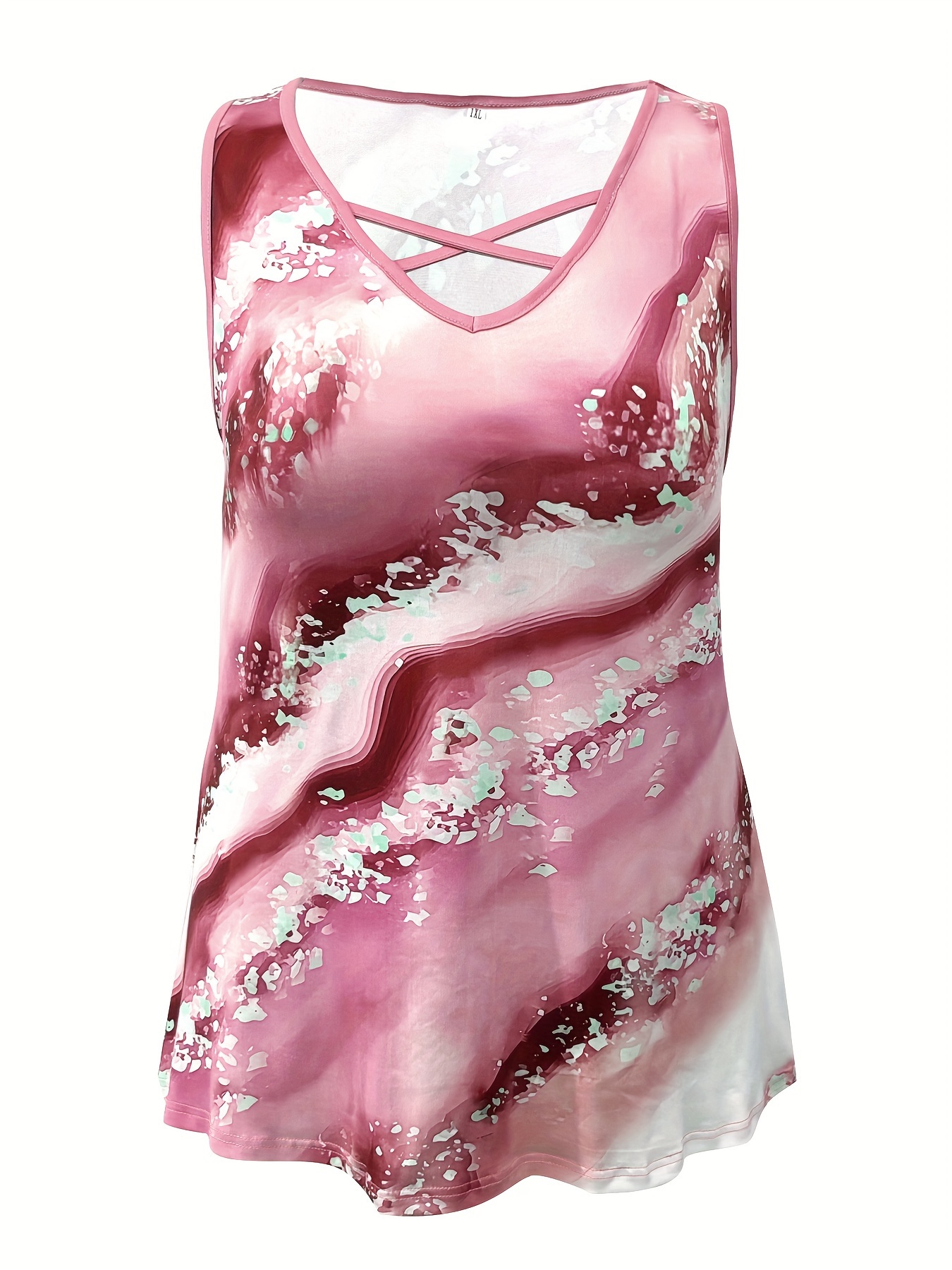 Plus Size Marble Print Tank To - Halter Neck Top recensie en prijs