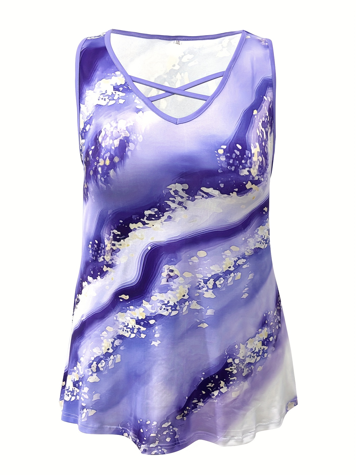 Plus Size Marble Print Tank To - Halter Neck Top recensie en prijs